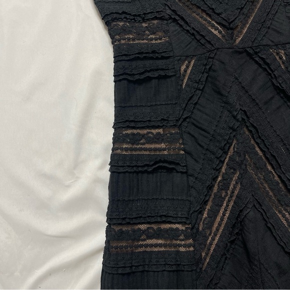 Cinq à Sept Aveline Lace Black Sheath Off Shoulder Midi Knee Length Dress Size 4 - Picture 3 of 6